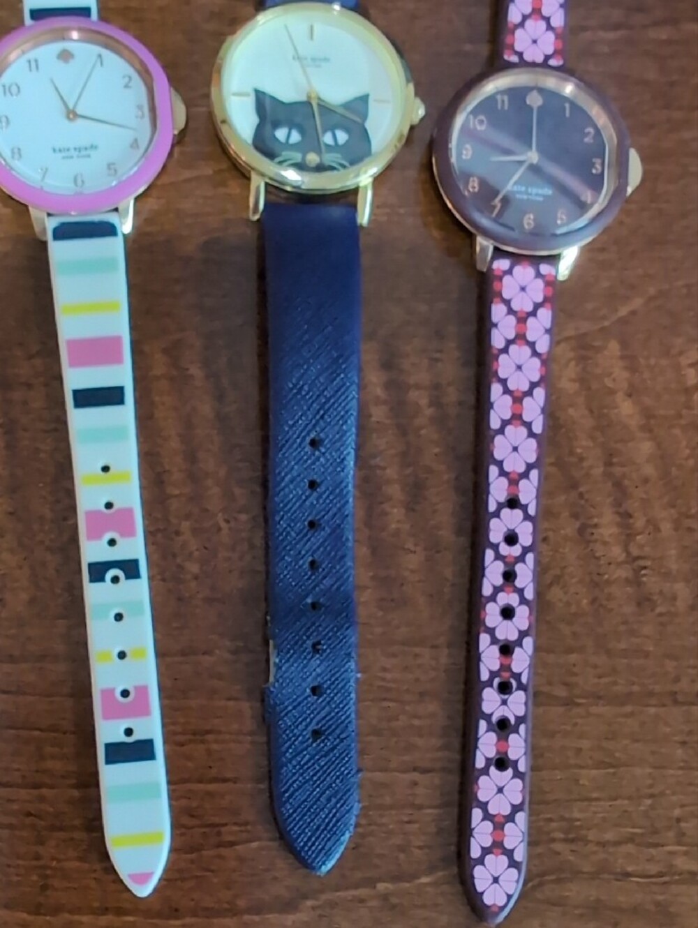 Kate Spade Multi-Color Stripe, Navy Cat & Pink Floral Watches - Picture 5 of 7
